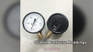 Корпус из черной стали диаметром 4 дюйма, диаметр 100 мм, внутренние детали и резьба из латуни, 0–1,6 МПа. Циферблат M20*1,5, вертикальный.