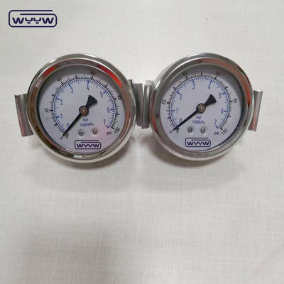 ss304 гидравлический разъем 1/4&quot; bsp 2,5&quot; осевой жидкостью заполненный клемм давляющий прибор