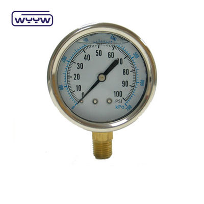 EN837-1 Глицерин 63mm 1psi 0- 600 Psi Npt 1/4 Oil Filled Pressure Gauge