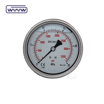 63mm EN837-1 гидравлическая вода 0-10bar / psi осевое вхождение масла глицерина заполненный датчик давления 2,5 &quot;манометр