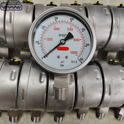 Силиконовый глицерин заполненный безель кольцевой датчик давления с 100 мм циферблата и нижней установки для промышленных применений