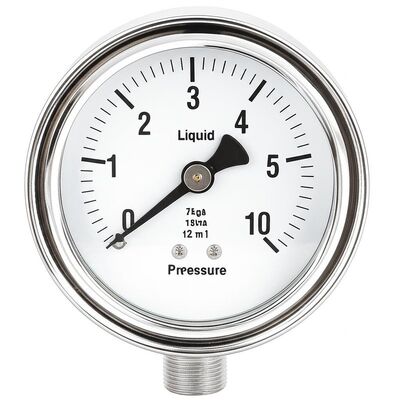 4-дюймовый 100-мм жидконаполненный гидравлический манометр с диапазоном 0-2,5 МПа/0-25 кгс/см² и ударопрочной конструкцией